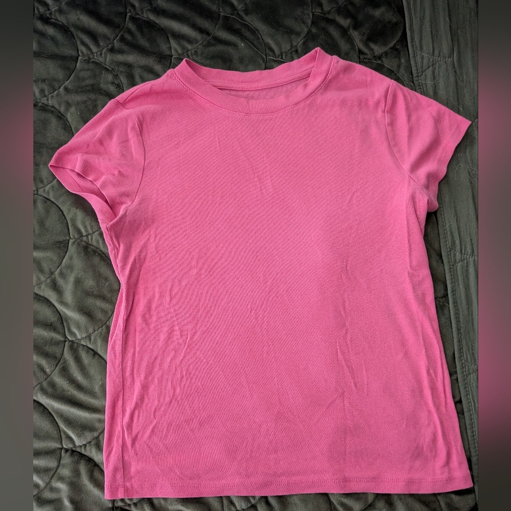 A New Day Pink Ribbed Crew Neck Tee